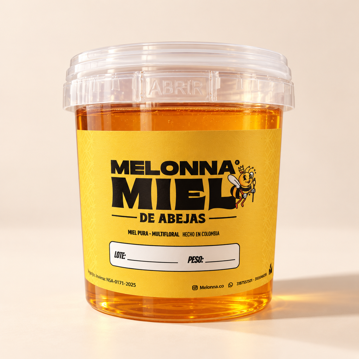 Tarro de miel de abejas pura Melonna de 1 kg